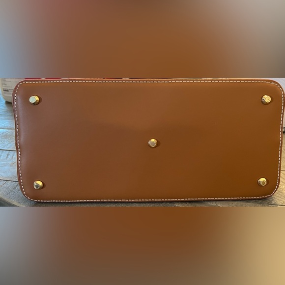 Arcadia Glossy Red and Brown Satchel - Picture 3 of 4